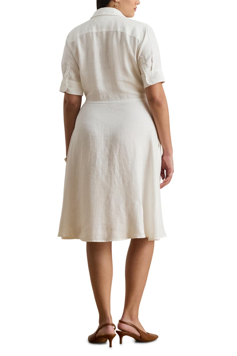 Tie Front Linen Shirtdress, Alternate, color, WHITE