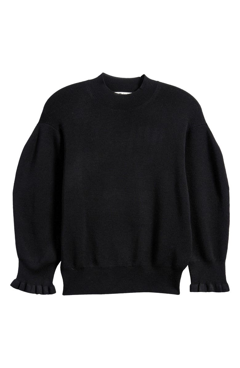 Madewell Ruffle Mockneck Merino Wool Blend Sweater, Alternate, color, True Black