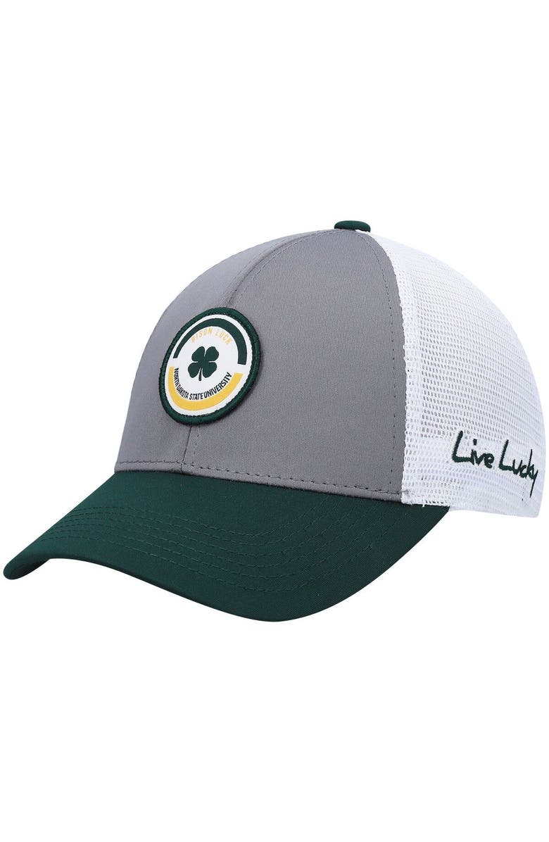 Black Clover Men's Green/Gray NDSU Bison Motto Trucker Snapback Hat, Alternate, color, 