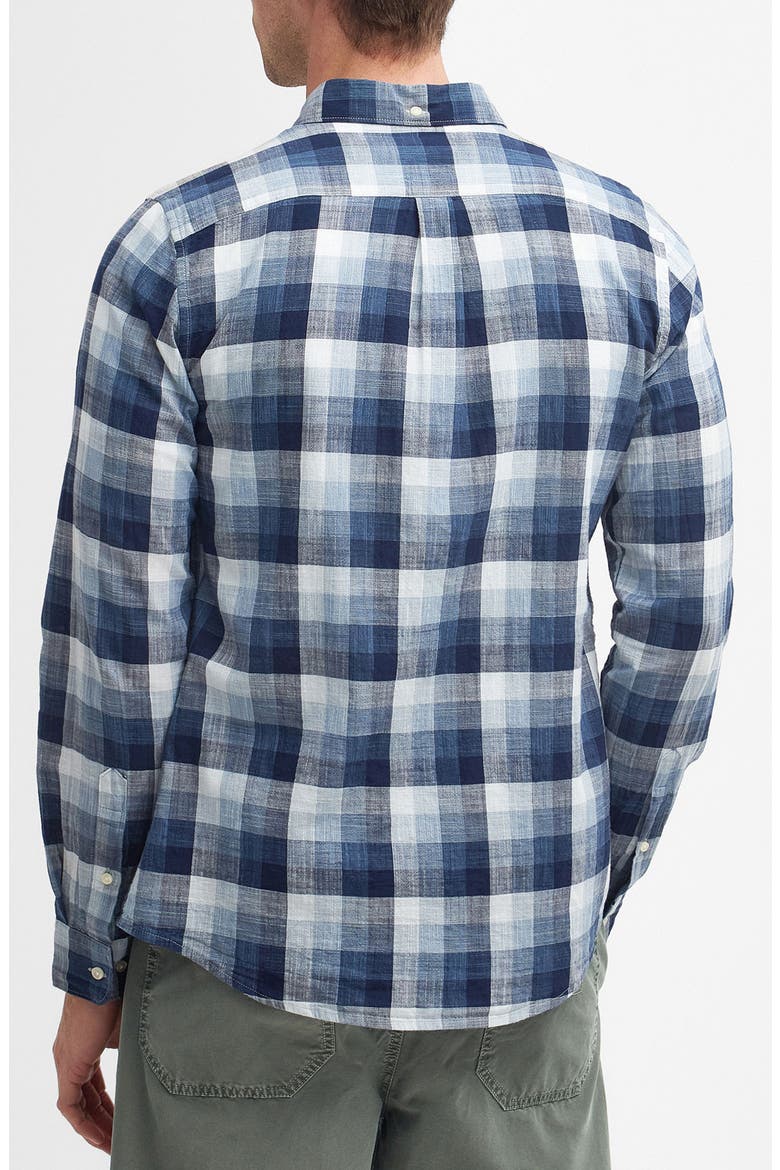 Hillroad Tailored Fit Buffalo Check Slub Cotton Button-Down Shirt, Alternate, color, NAVY