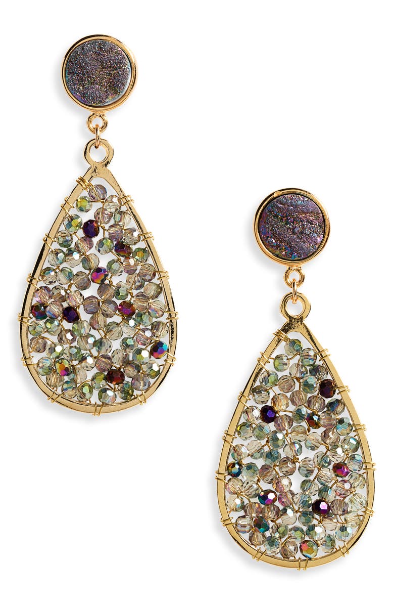 Panacea Drusy Crystal Teardrop Earrings, Main, color, 