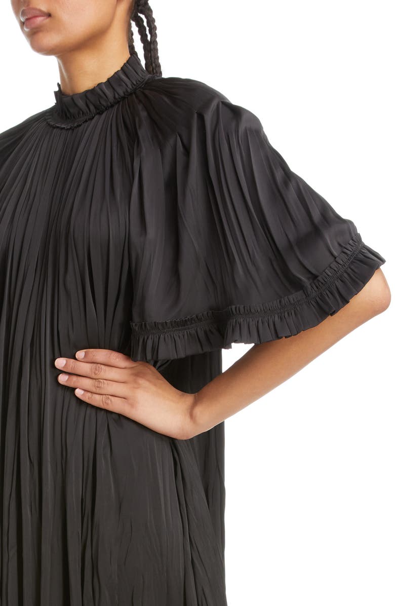 Rabanne High Neck Crinkled Satin Dress, Alternate, color,