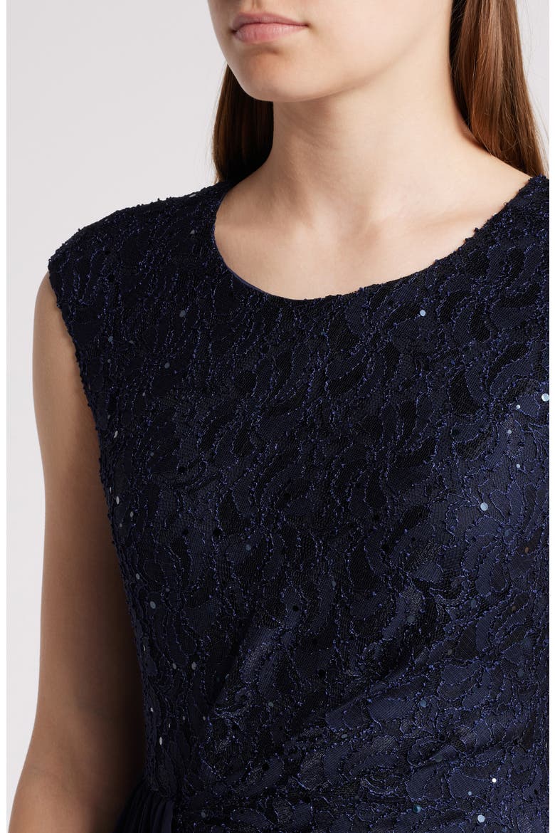 Sequin Lace Cocktail Dress, Alternate, color, NAVY