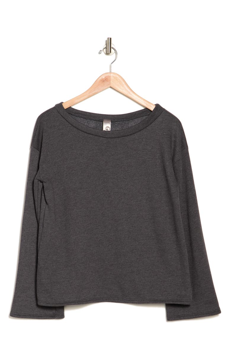 GO COUTURE Spring Crewneck Long Sleeve Sweater, Alternate, color, Charcoal