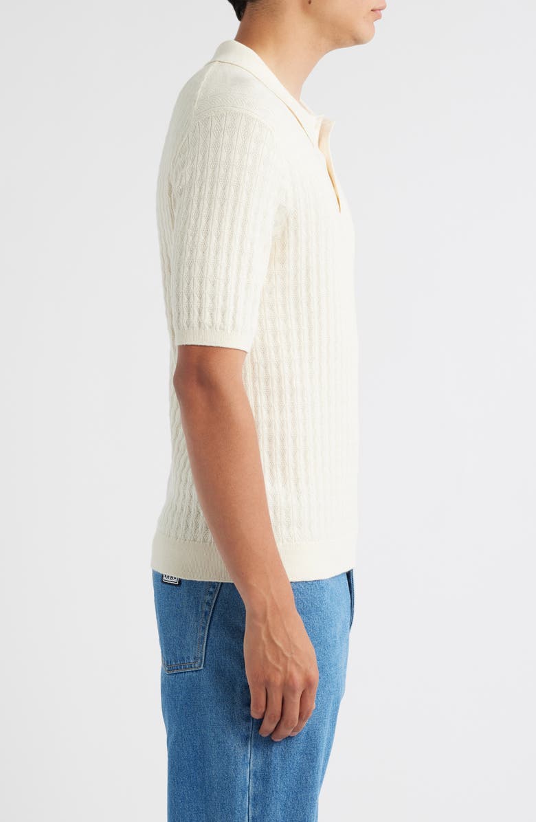 Wax London Naples Rib Cotton & Cashmere Polo Sweater, Alternate, color, Ecru