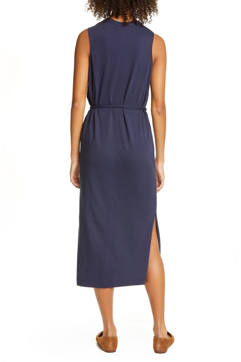Tie Waist T-Shirt Midi Dress, Alternate, color, MARINE
