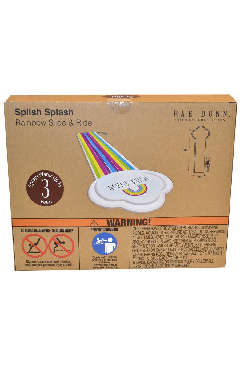 Rae Dunn Splish Splash Rainbow Slide & Ride 16 Foot Water Slide Sprinkler, Alternate, color, Multicolored