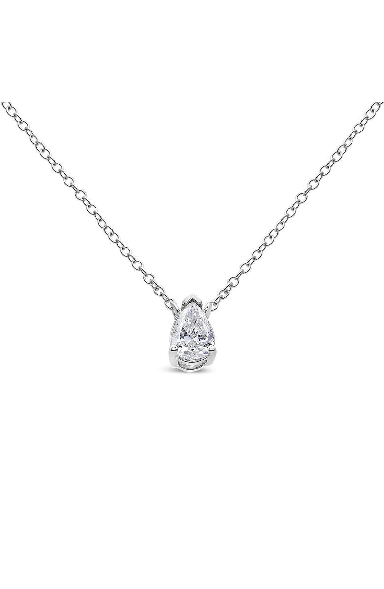 Haus of Brilliance 14K White Gold 1/3 Cttw Pear Shape Solitaire Diamond 18" Pendant Necklace, Main, color, White
