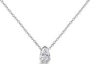 Haus of Brilliance 14K White Gold 1/3 Cttw Pear Shape Solitaire Diamond 18" Pendant Necklace