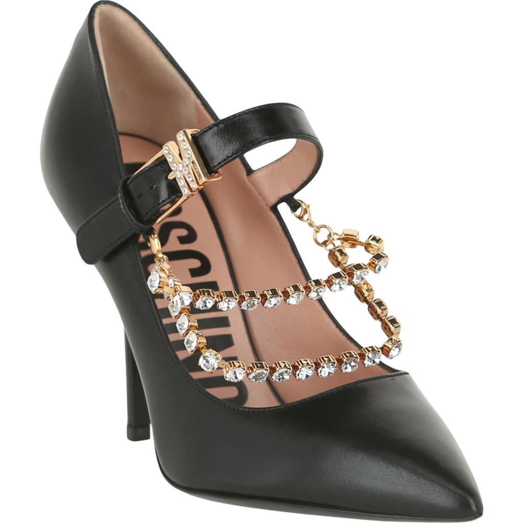 Moschino Rhinestone-embellished Leather Pumps
