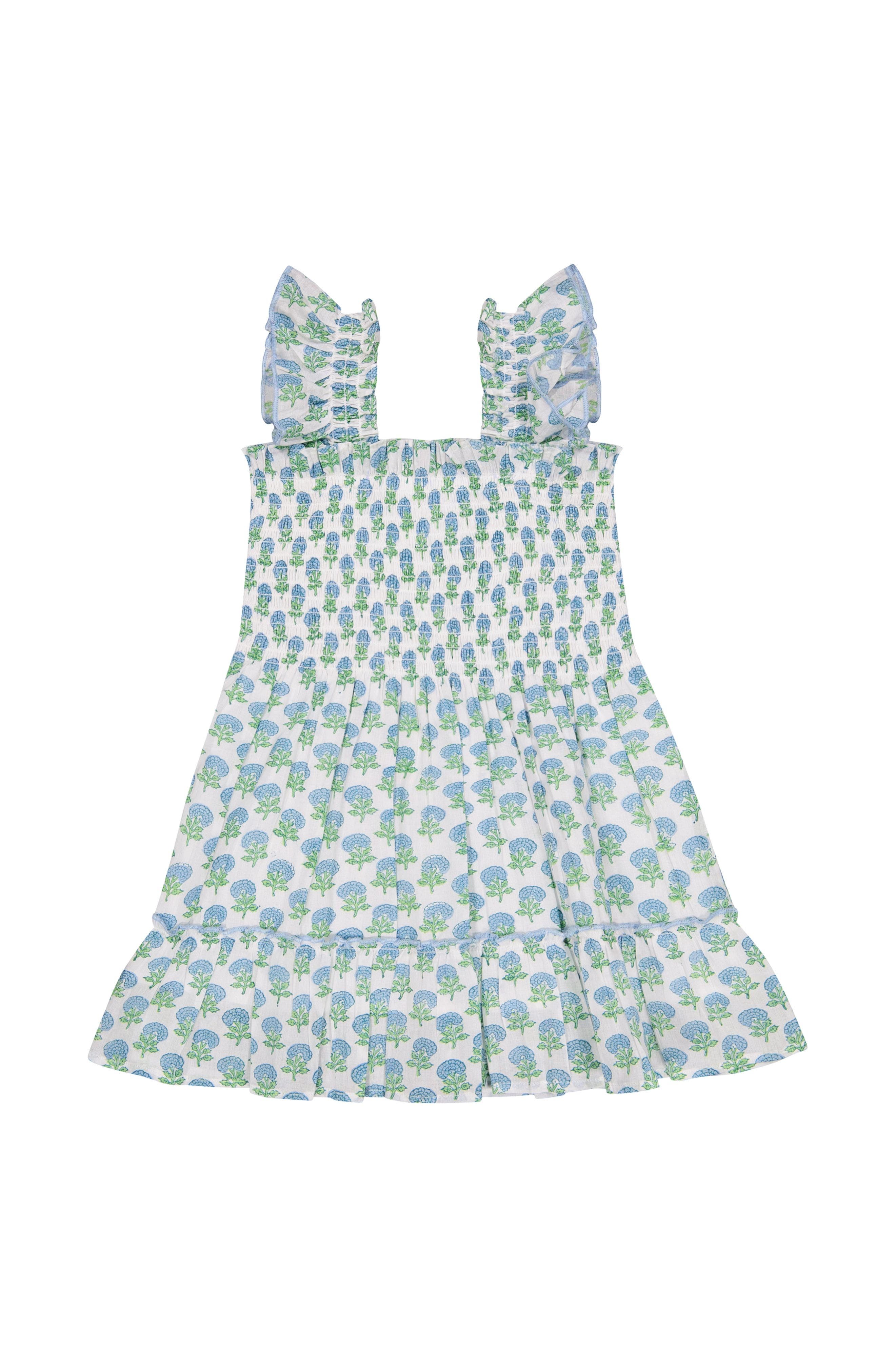 Aqua Floral Block Print