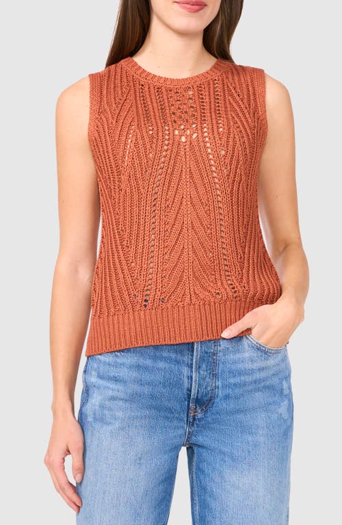 Halogenr Halogen(r) Open Stitch Sleeveless Sweater In Baked Clay