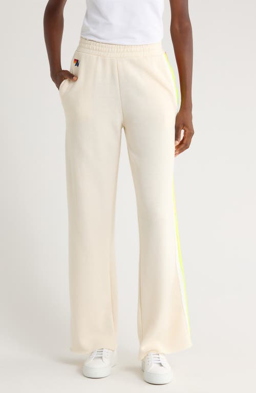Aviator Nation 5-stripe Wide Leg Sweatpants In White
