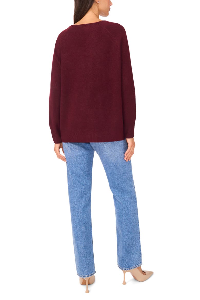 V-Neck Sweater, Alternate, color, WINE