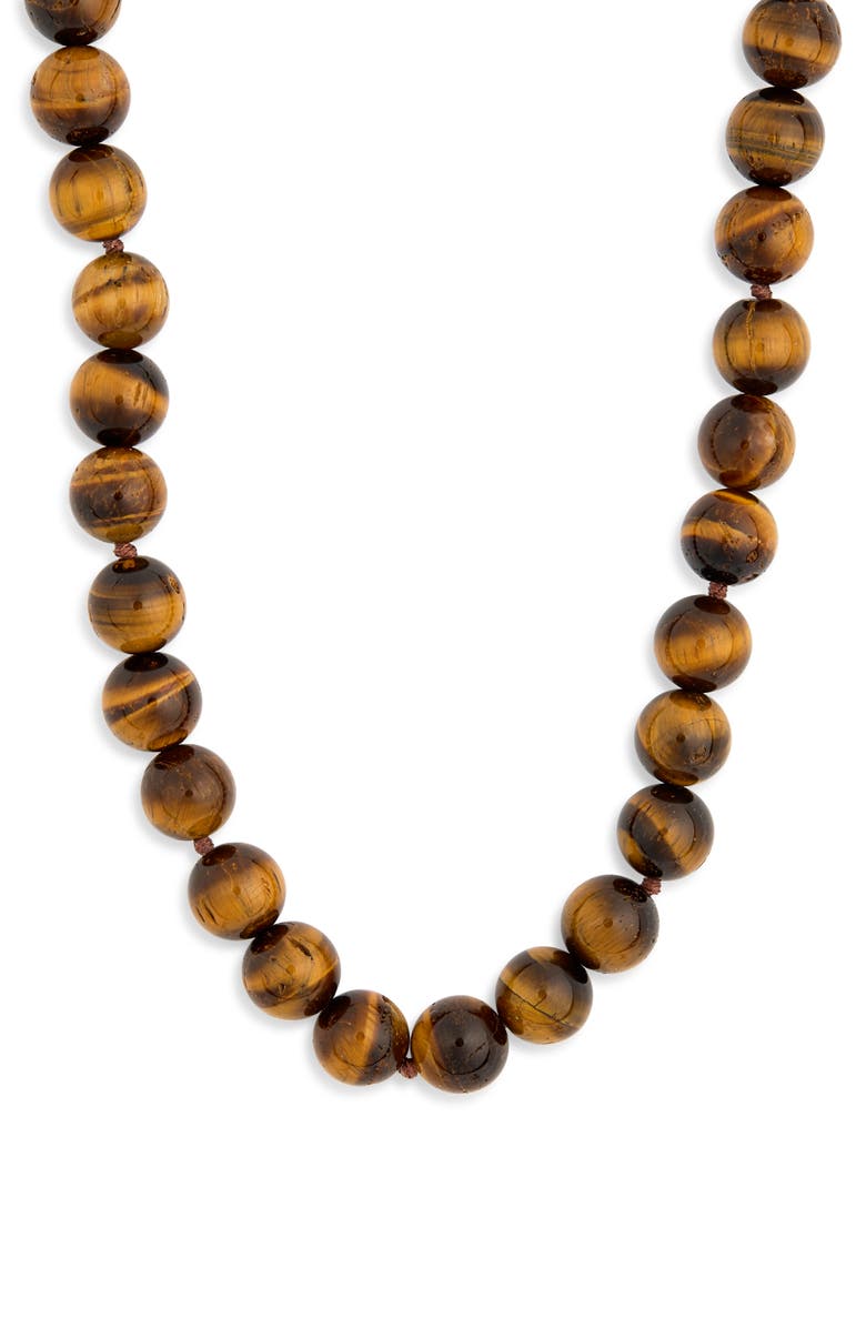 Kenneth Jay Lane Tiger's Eye Stone Beaded Necklace, Main, color, 