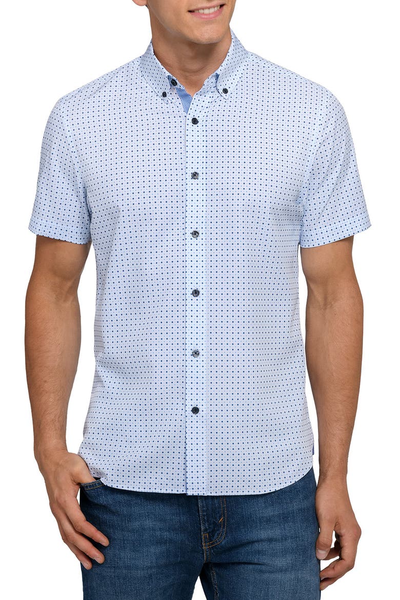 Dash Duo Woven Short Sleeve Basic, Main, color, WHITE/BLUE