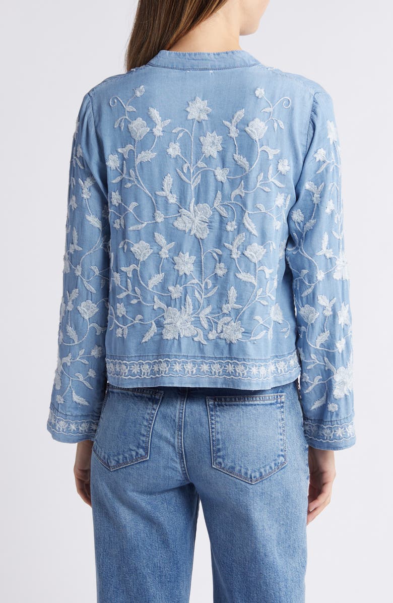 NIKKI LUND Madison Floral Embroidered Chambray Button-Up Shirt, Alternate, color, Blue