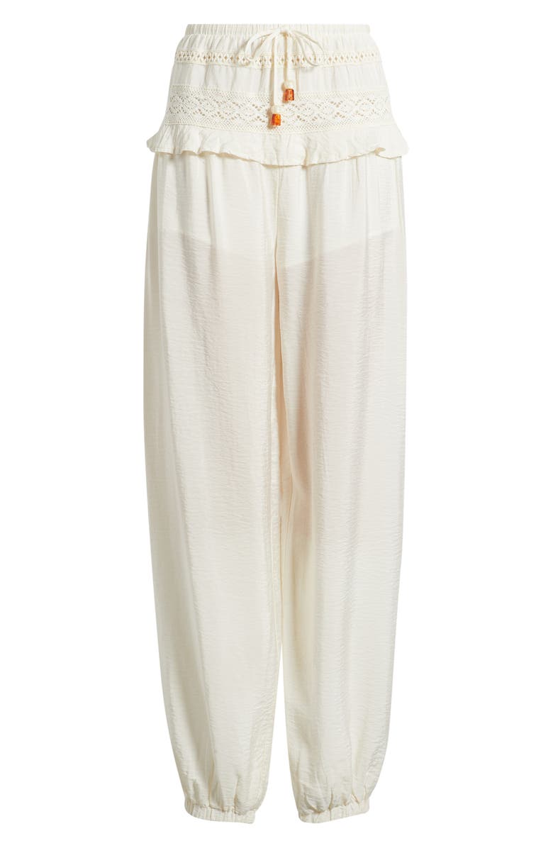 KITTENISH Lace Detail Joggers, Main, color, Egret