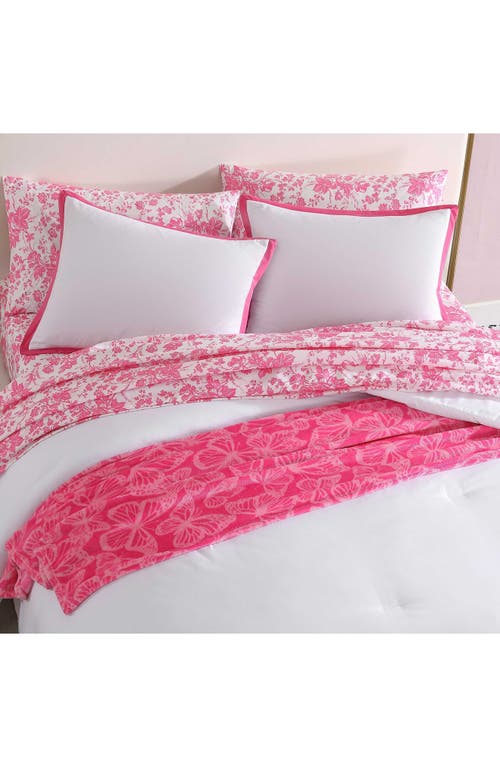 Betsey Johnson Signature Hotel Solid Comforter & Sham Set In White/pink