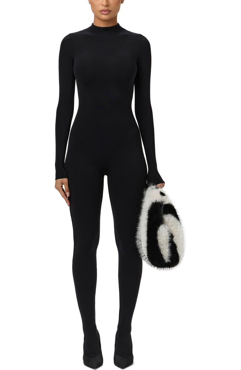 Naked Wardrobe Zebra Faux Fur Large Clutch, Alternate, color,