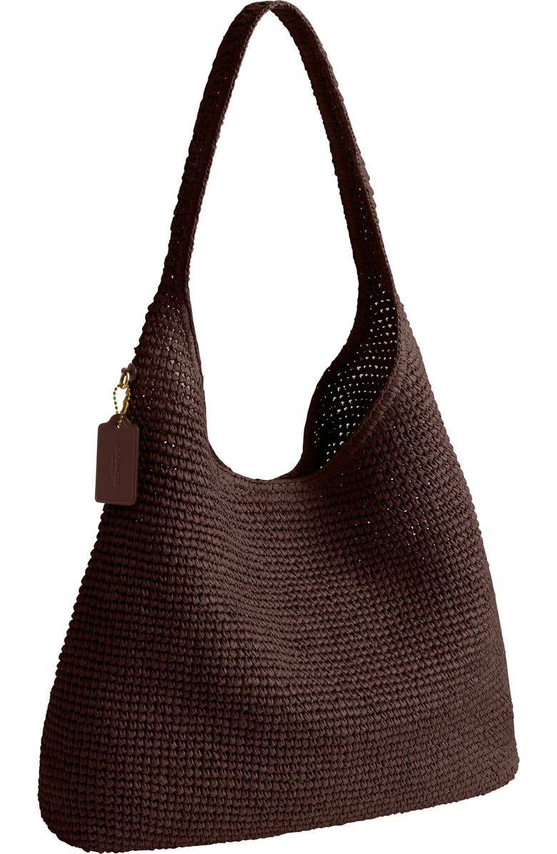 COACH Brooklyn Straw Shoulder Bag, Alternate, color, Maple