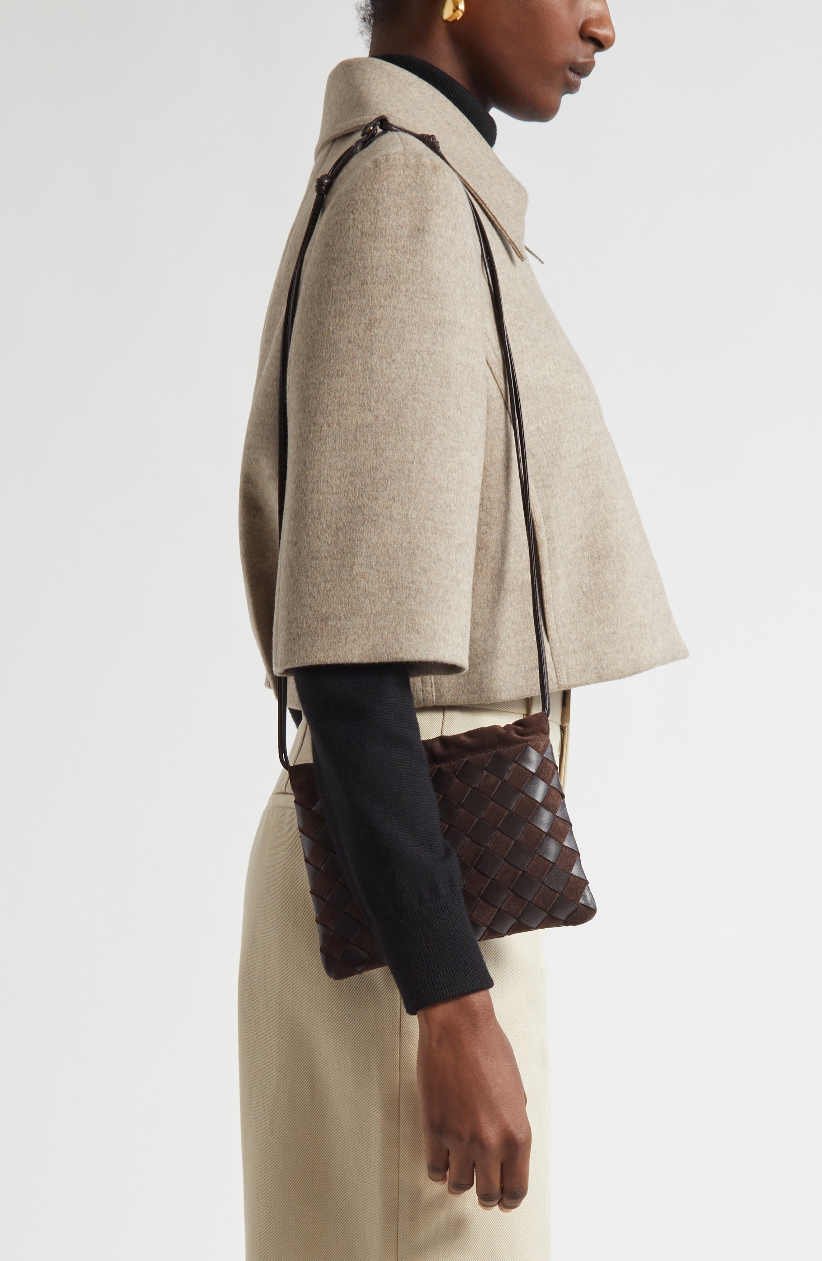 Bottega Veneta Small Dustbag Intrecciato Suede 
Leather Bag, Alternate, color, 