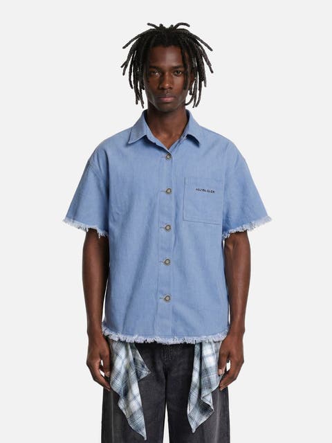 Denim Layered Short Sleeve Shirt