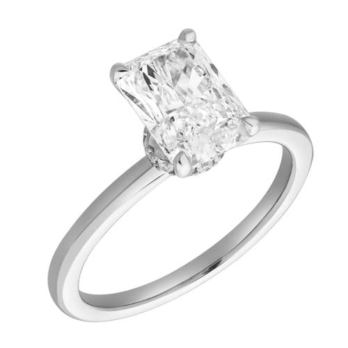 Luvmyjewelry Tia 14k Gold Emerald Lab Grown Diamond Hidden Halo Ring In 14k White Gold