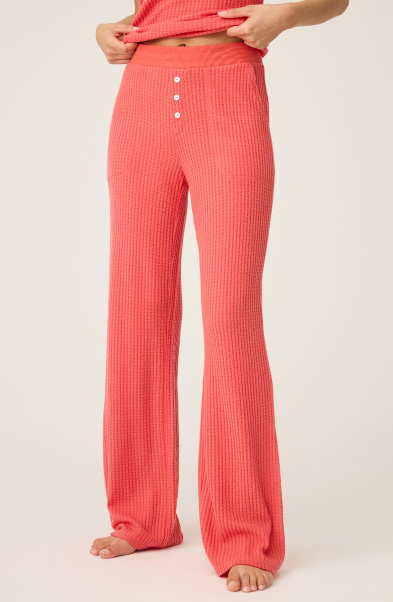 PJ Salvage Morning Waffle Knit Pajama Pants, Alternate, color, Scarlet