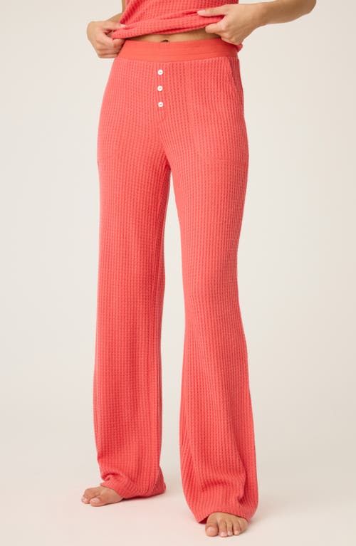 Pj Salvage Morning Waffle Knit Pajama Pants In Red