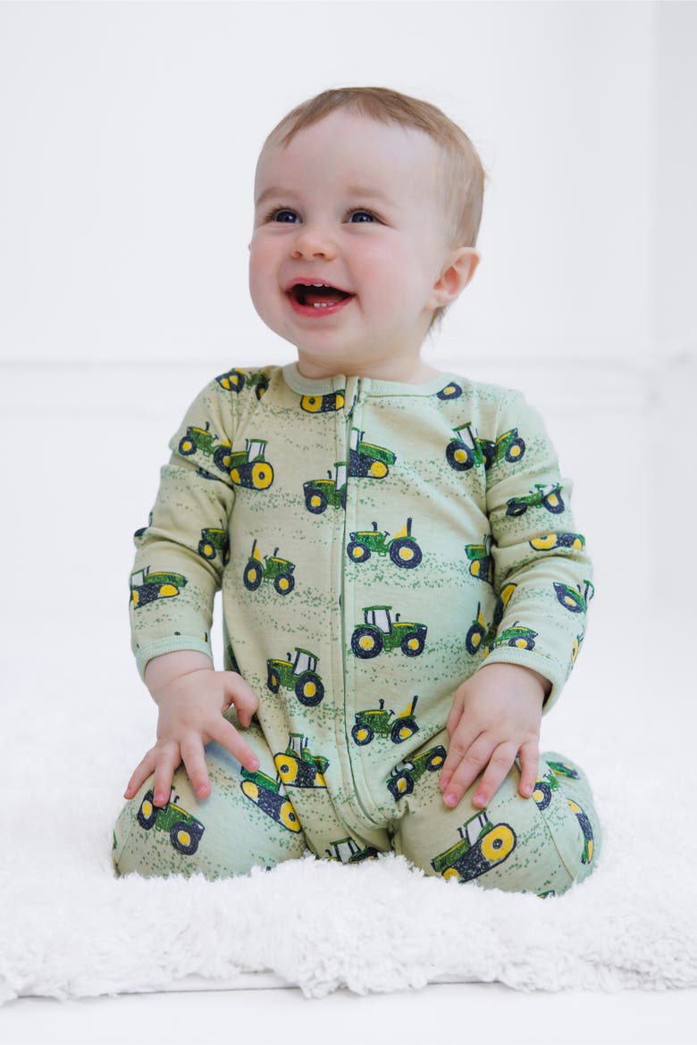 Zip-Up Footed Sleep N Play, Alternate, color, Light Green Track