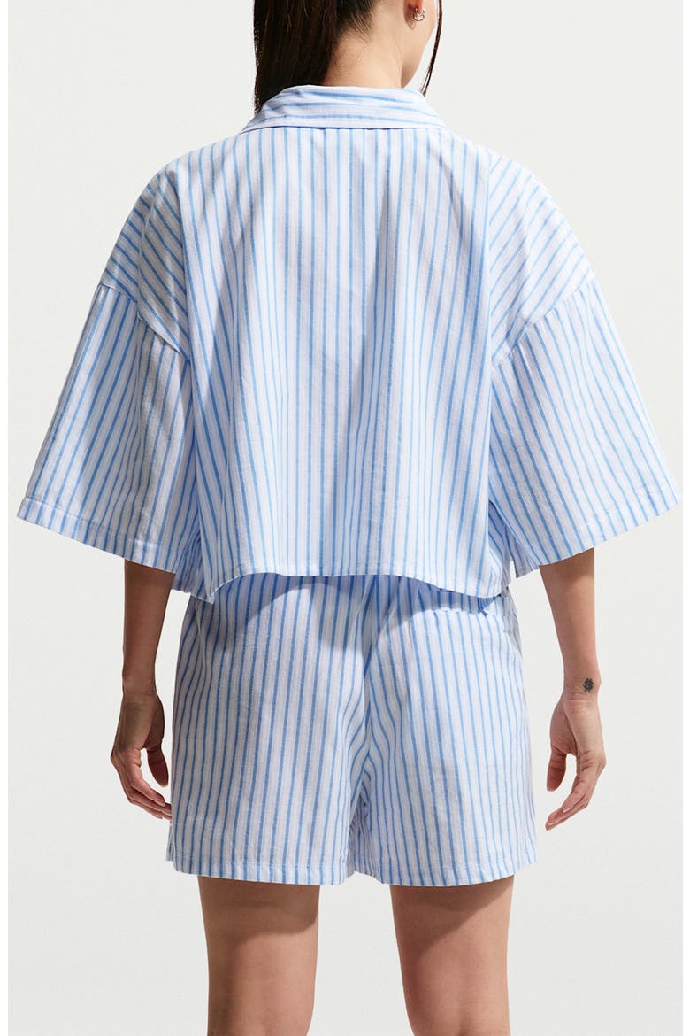 Striped Boxy Cropped Shirt, Alternate, color, LIGHT PHOTO BLUE