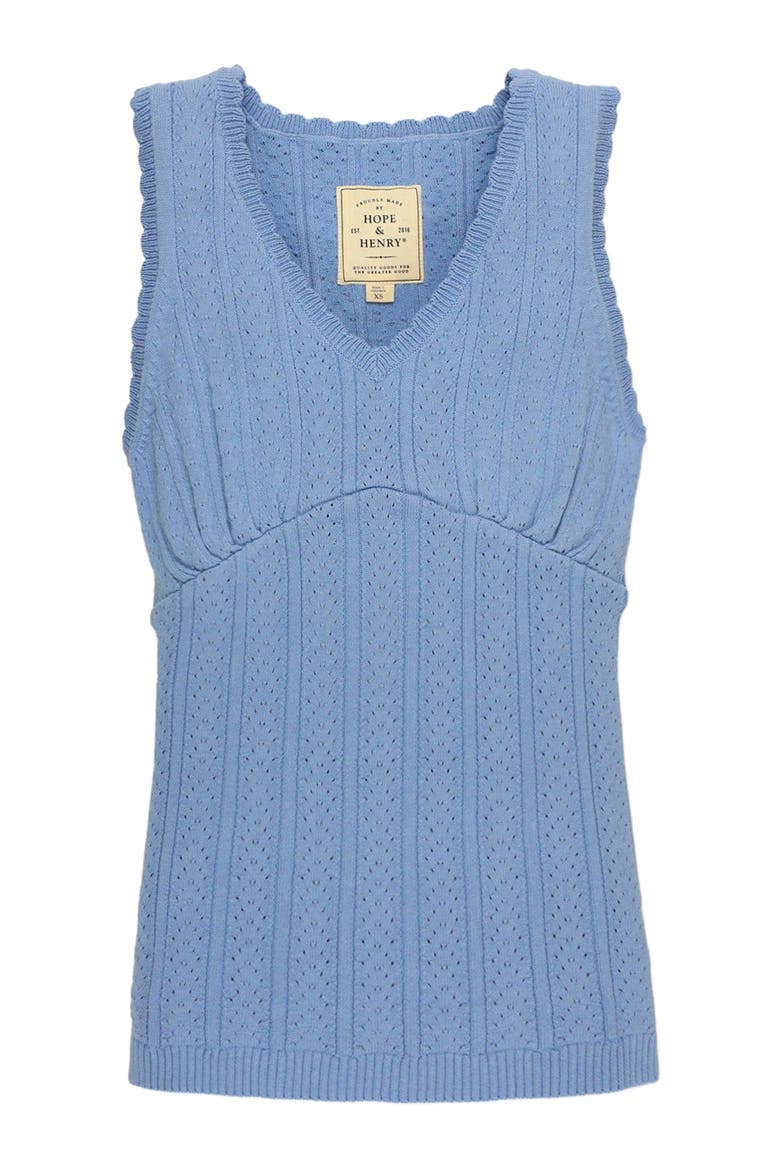 Womens' Empire Sweater Tank, Alternate, color, Cornflower Blue Pointelle