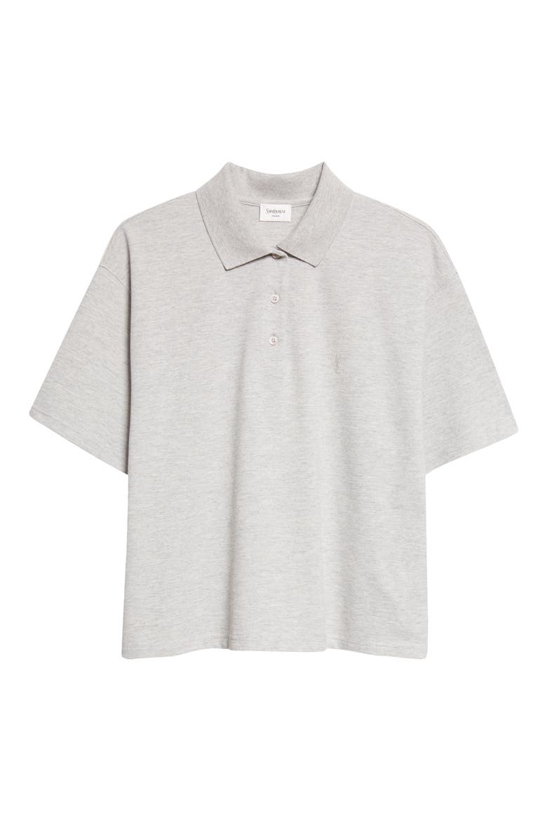 Oversize Cotton Blend Piqué Polo, Alternate, color, GRIS CHINE