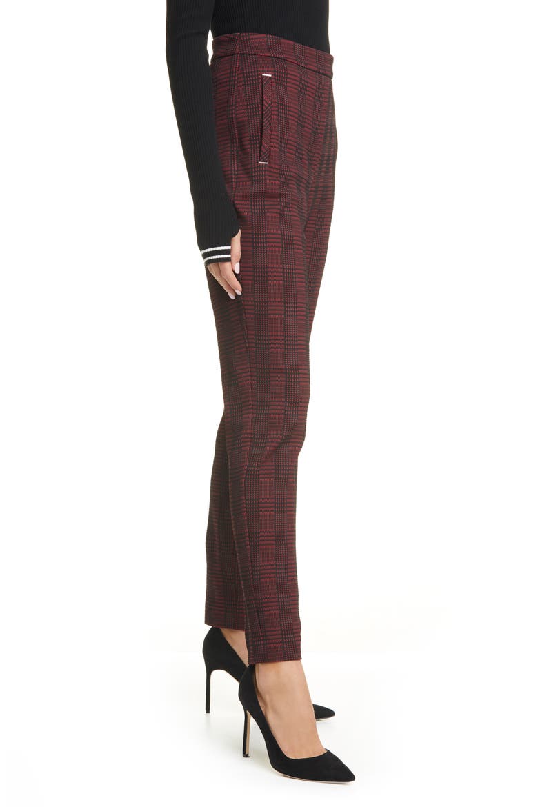 Hanette Plaid Ankle Pants, Alternate, color, BRICK RED