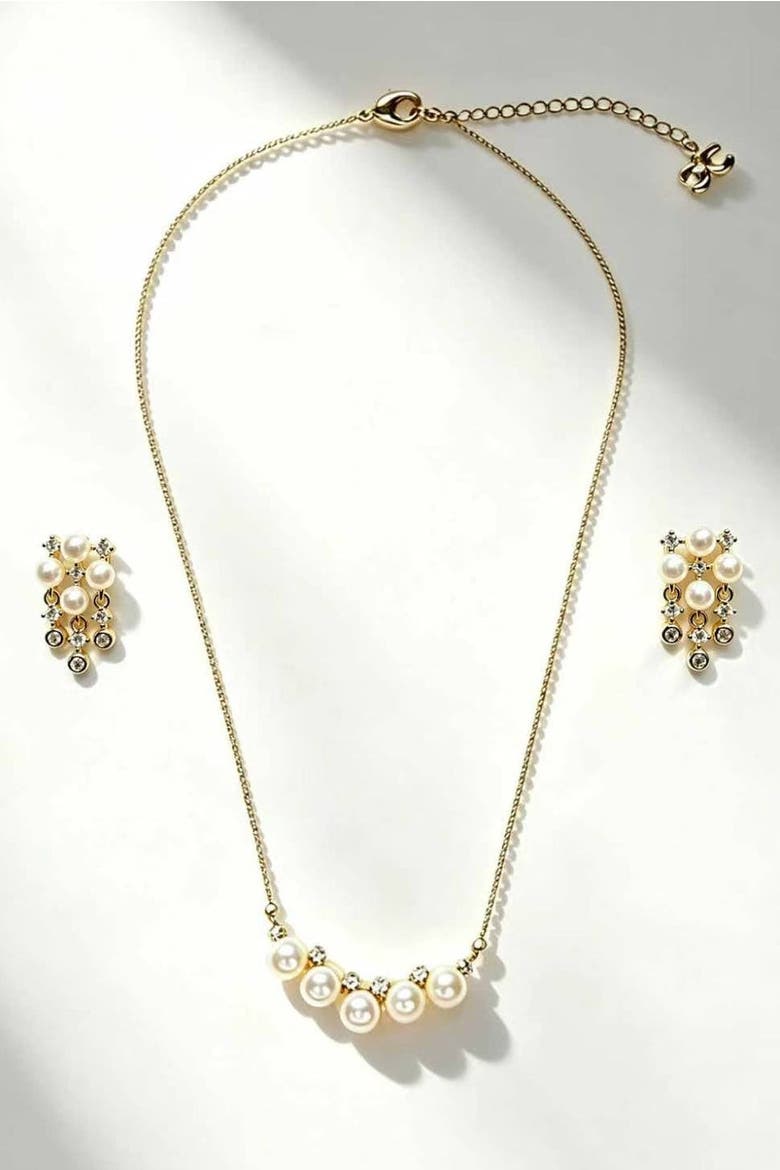 Celeste Pearl Jewelry Set, Alternate, color, Gold