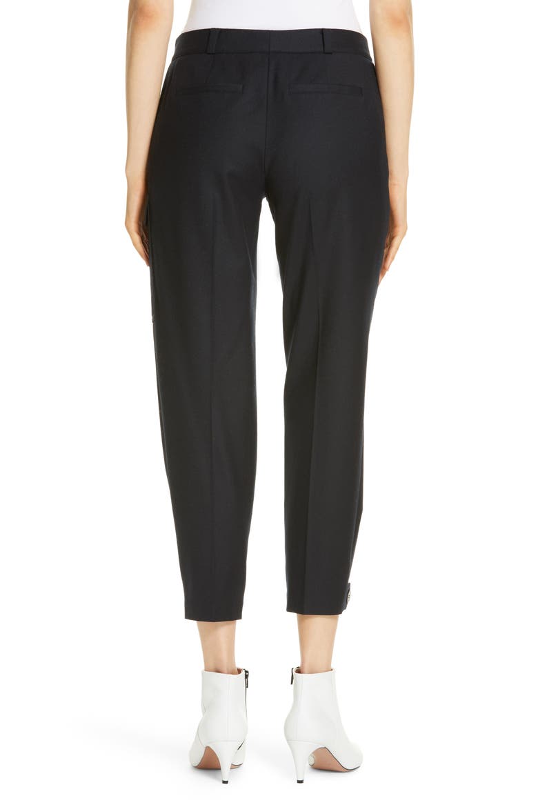 Wool Blend Flannel Button Cuff Pants, Alternate, color, NAVY NIGHT