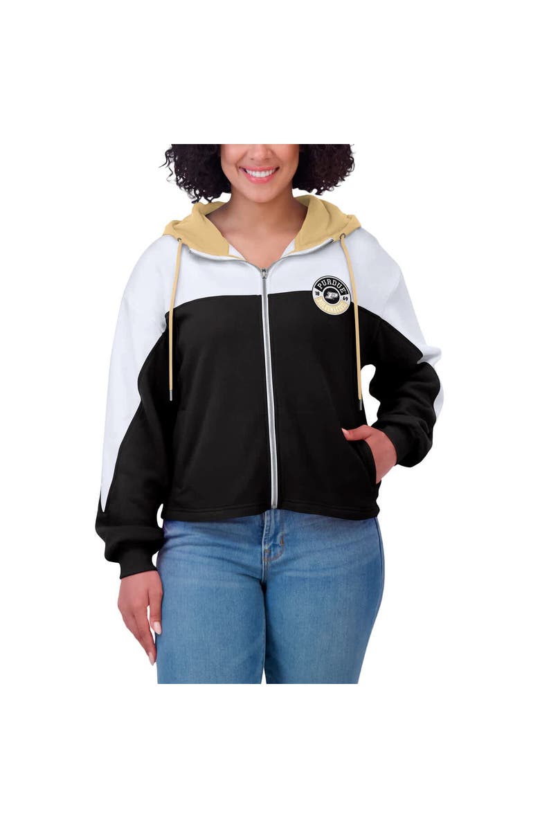 WEAR by Erin Andrews Women's WEAR by Erin Andrews Black Purdue Boilermakers Color-Block Full-Zip Hoodie, Alternate, color,