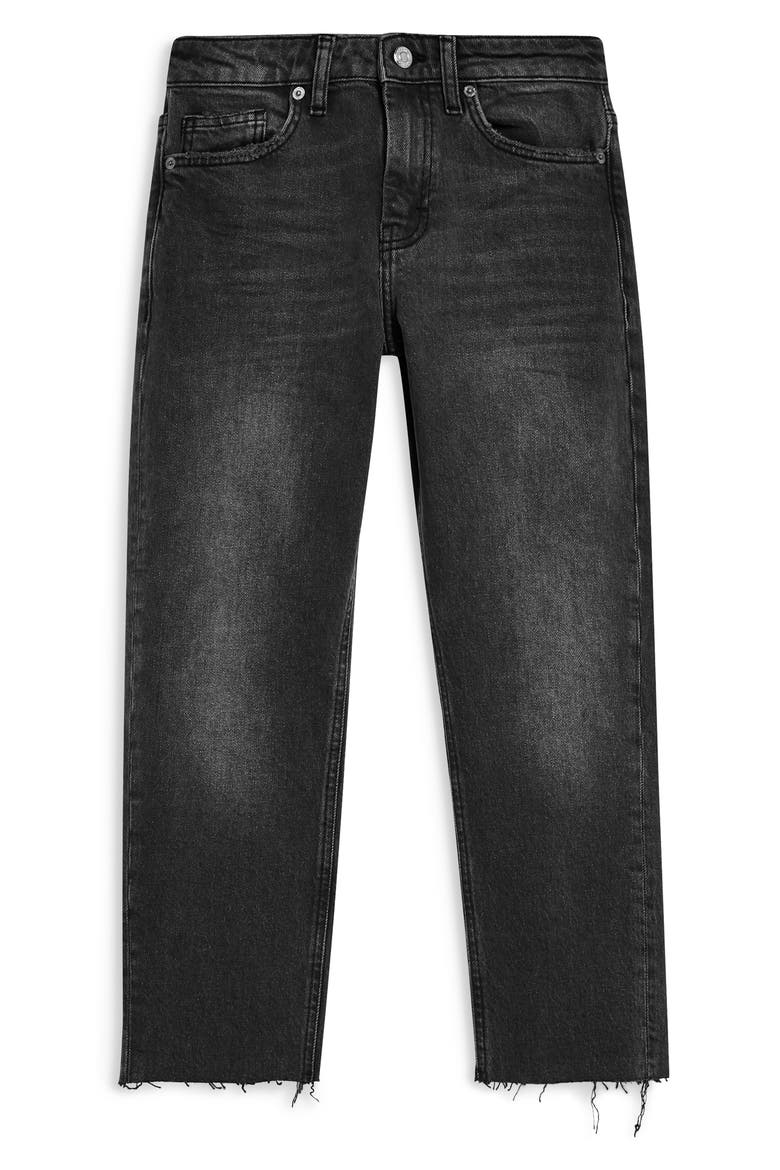 Straight Leg Crop Jeans, Alternate, color, WASHED BLACK