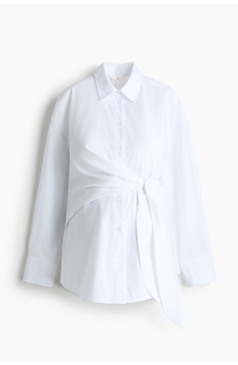 H&M Mama tie-detail cotton shirt, Main, color, White