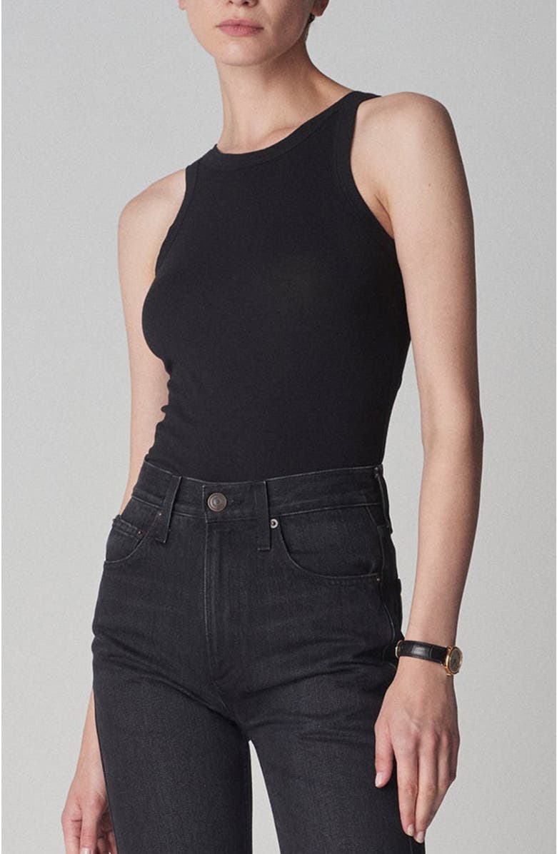 CO Tank Top in Smooth Cotton Jersey - Black, Alternate, color, 