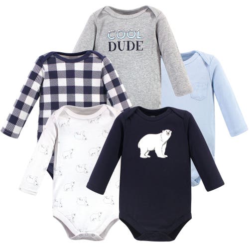 Hudson Baby Five-piece Collection Of Long-sleeve Cotton Bodysuits In Multi