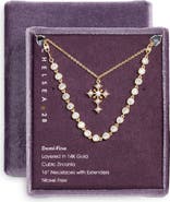 Chelsea28 Demi Fine Frontal Stone Necklace & Faux Pearl Cross Pendant Necklace