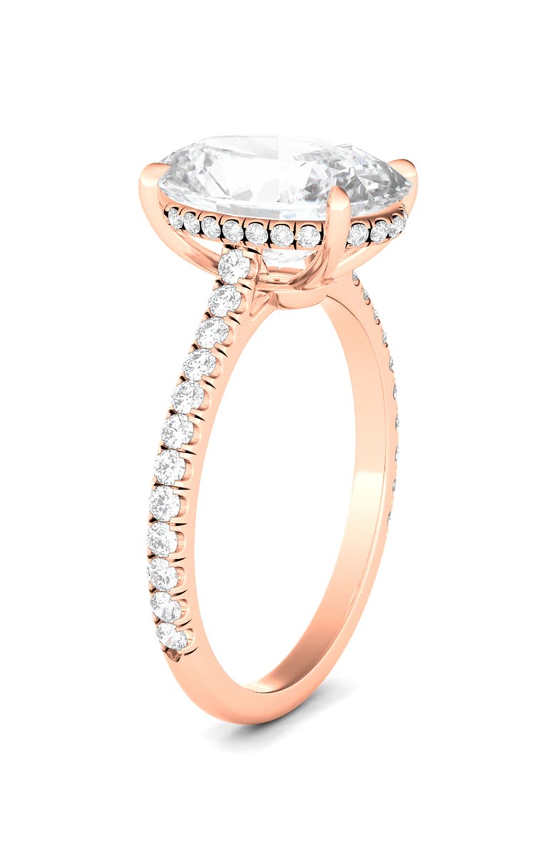 HauteCarat Oval Cut Pavé Lab Grown Diamond Ring, Alternate, color, 2.00 Ctw 18K Rose Gold