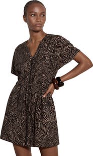 Apricot Wood Wave Front Zip Dress