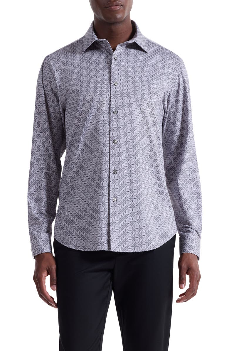 Bugatchi James OoohCotton<sup>®</sup> Button-Up Shirt, Main, color, Platinum