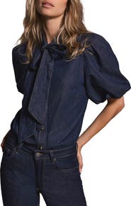 MINT VELVET Puff Sleeve Denim Shirt