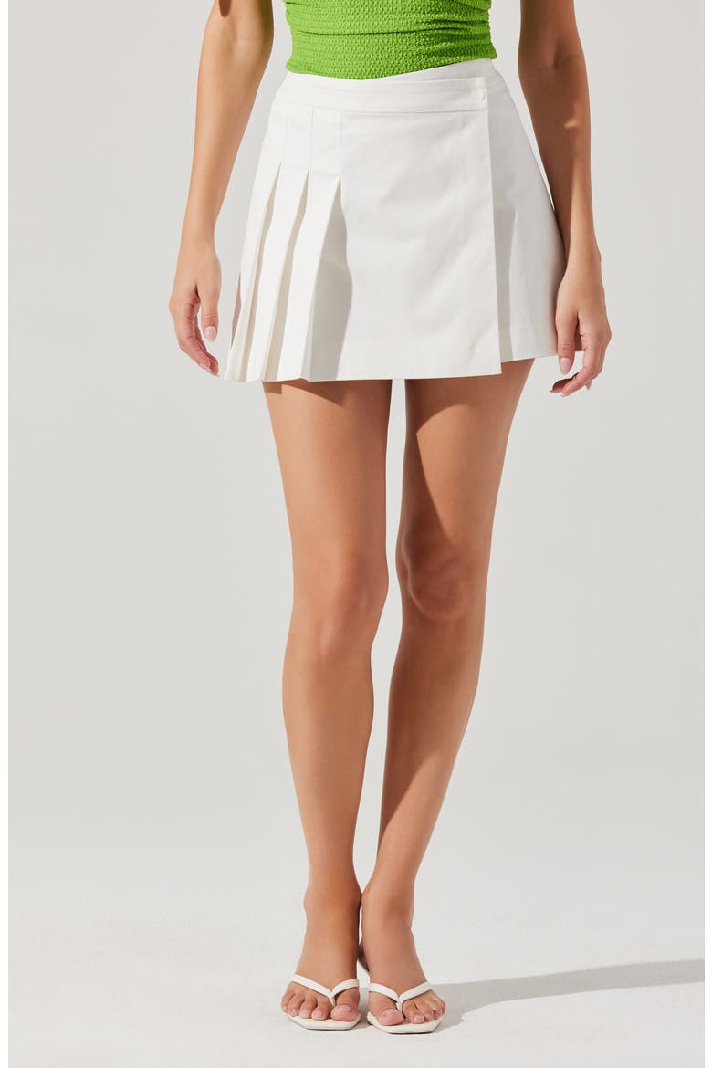 Chana Pleated Wrap Miniskirt, Alternate, color, WHITE