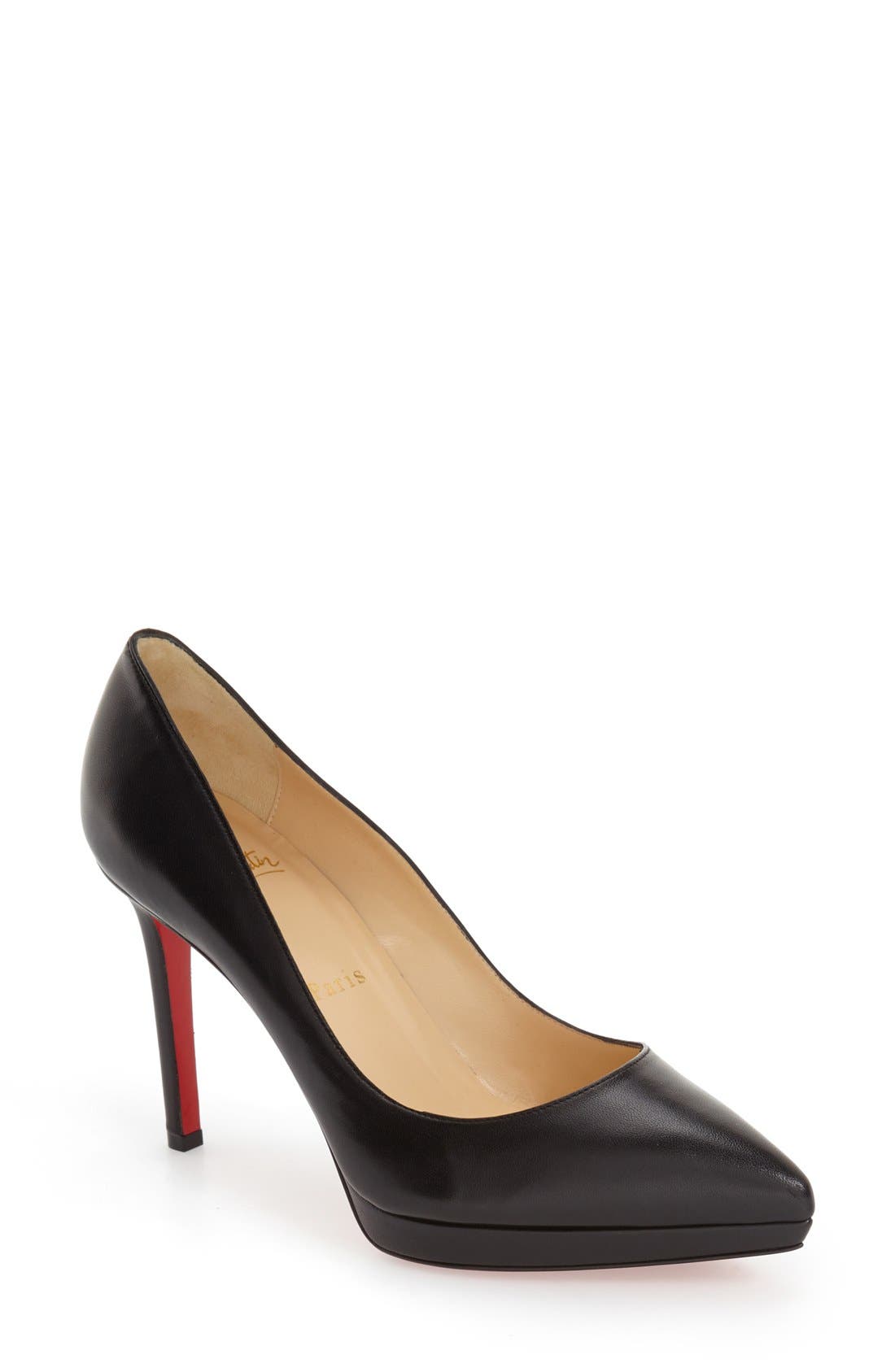 Pigalle Plato Pointed Toe Platform Pump, Main, color, BLACK LEATHER