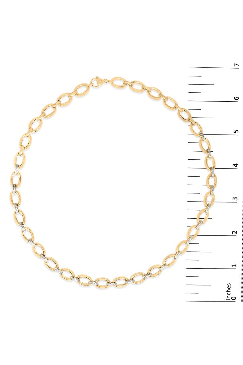 Gold Vermeil 1/4 Cttw Diamond Bold Oval Link Necklace, Alternate, color, Silver